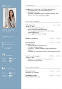 A resume design with icons accelerates the information transport. Due to the very short time taken by the staff to go through the applications, graphic representations in the CV are very useful.