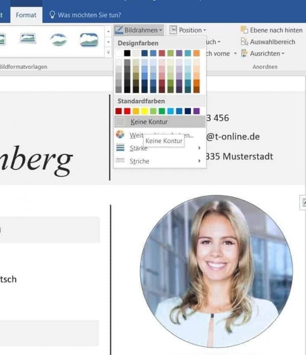 When cutting out a photo, the image effects are switched off in Word